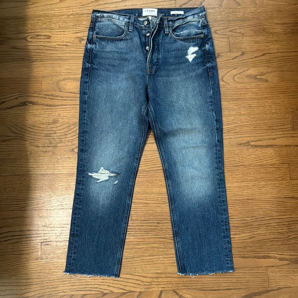 Frame Denim Le Pegged Jean size 27 Cropped Jeans with Distressed Details